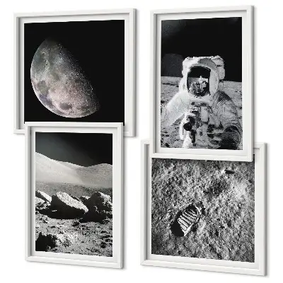 Komplet slik nad zofo motiv astronavta na Luni