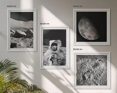 Komplet slik nad zofo motiv astronavta na Luni