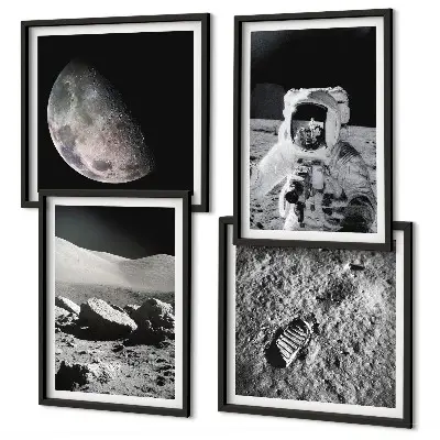 Komplet slik nad zofo motiv astronavta na Luni