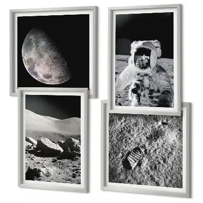 Komplet slik nad zofo motiv astronavta na Luni