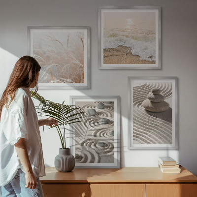 Pripravljena stenska galerija Valovi pesek voda kamenje plaža