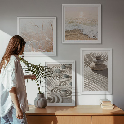 Pripravljena stenska galerija Valovi pesek voda kamenje plaža