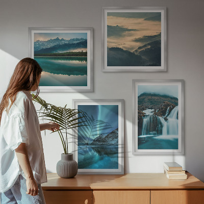 Komplet slik nad zofo Zimske pokrajine slapovi aurora