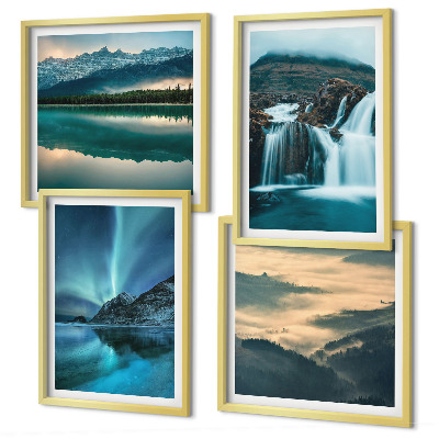 Komplet slik nad zofo Zimske pokrajine slapovi aurora