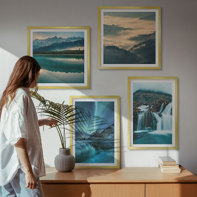 Komplet slik nad zofo Zimske pokrajine slapovi aurora