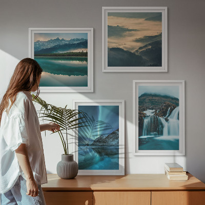 Komplet slik nad zofo Zimske pokrajine slapovi aurora