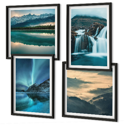 Komplet slik nad zofo Zimske pokrajine slapovi aurora