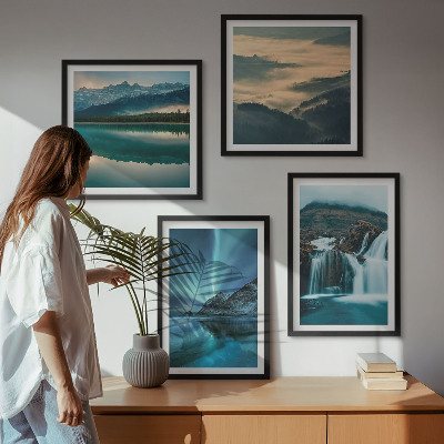 Komplet slik nad zofo Zimske pokrajine slapovi aurora