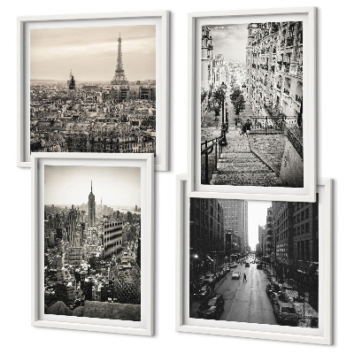 Pripravljena stenska galerija Razgledi Pariz New York stopnice