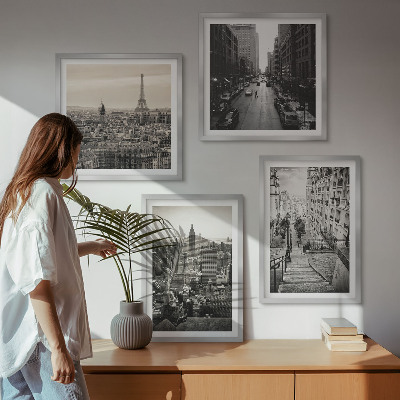Pripravljena stenska galerija Razgledi Pariz New York stopnice