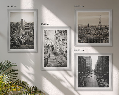 Pripravljena stenska galerija Razgledi Pariz New York stopnice