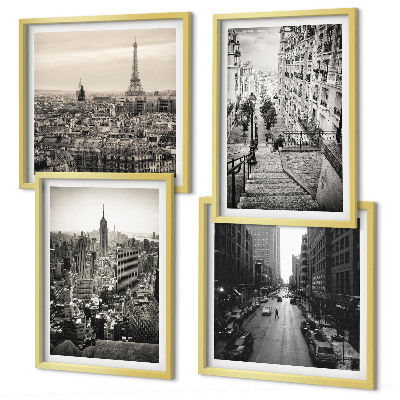 Pripravljena stenska galerija Razgledi Pariz New York stopnice