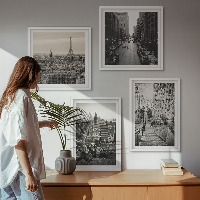 Pripravljena stenska galerija Razgledi Pariz New York stopnice