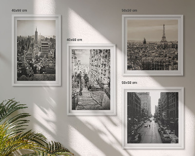 Pripravljena stenska galerija Razgledi Pariz New York stopnice