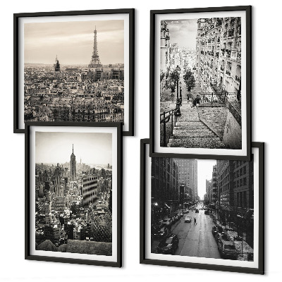 Pripravljena stenska galerija Razgledi Pariz New York stopnice