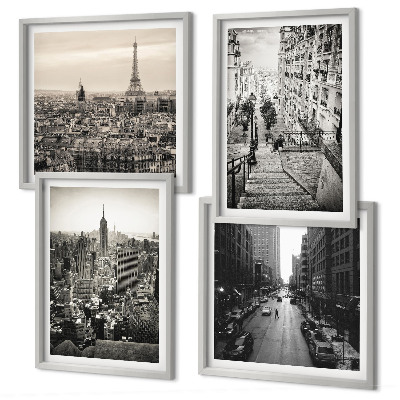 Pripravljena stenska galerija Razgledi Pariz New York stopnice