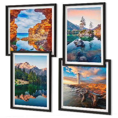 Set 4 slik v okvirju Odsev skal v gorskih jezerih