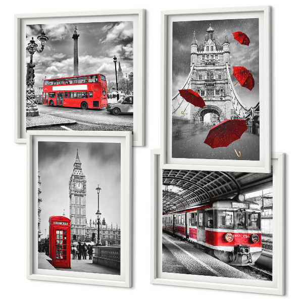 Pripravljena stenska galerija Rdeči poudarki London