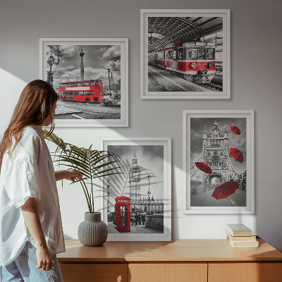 Pripravljena stenska galerija Rdeči poudarki London