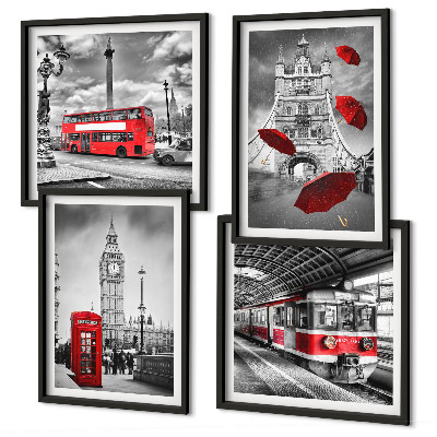 Pripravljena stenska galerija Rdeči poudarki London