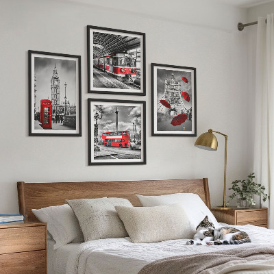 Pripravljena stenska galerija Rdeči poudarki London
