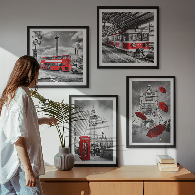 Pripravljena stenska galerija Rdeči poudarki London