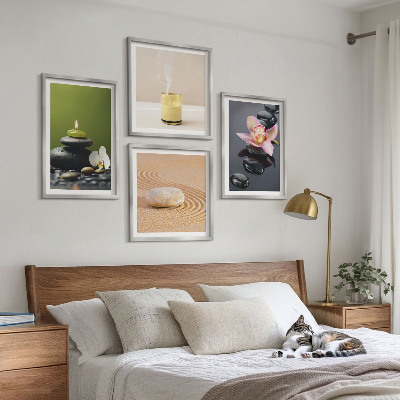 Set 4 slik v okvirju Sproščujoči zen kamni za mir
