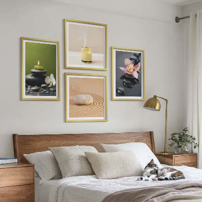 Set 4 slik v okvirju Sproščujoči zen kamni za mir