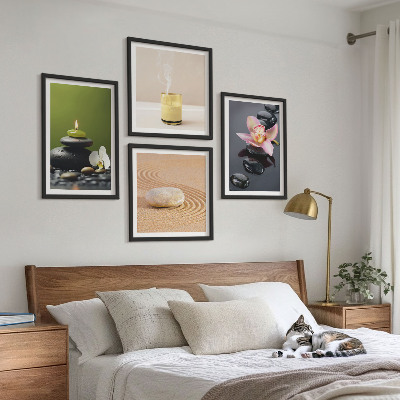 Set 4 slik v okvirju Sproščujoči zen kamni za mir