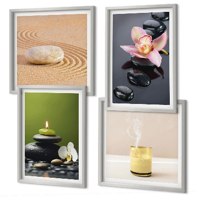 Set 4 slik v okvirju Sproščujoči zen kamni za mir