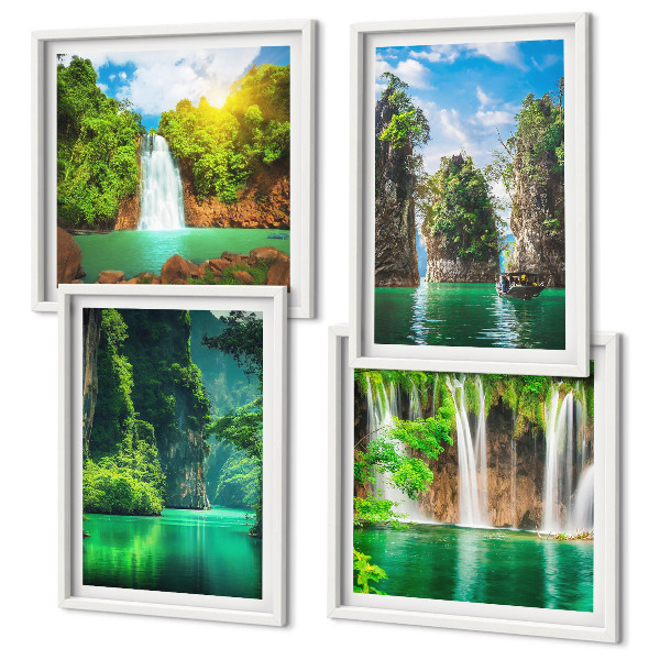 Set 4 slik v okvirju Zelene pokrajine slapovi
