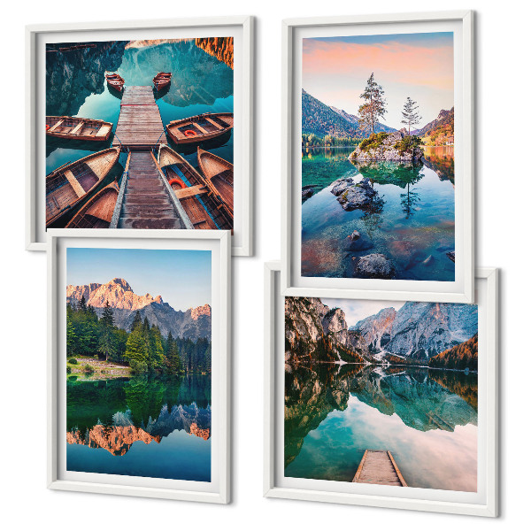 Set 4 slik v okvirju Odsevni gozd gorskih jezer