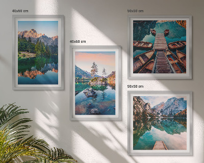 Set 4 slik v okvirju Odsevni gozd gorskih jezer