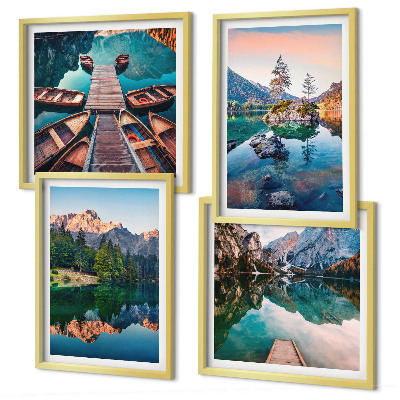 Set 4 slik v okvirju Odsevni gozd gorskih jezer