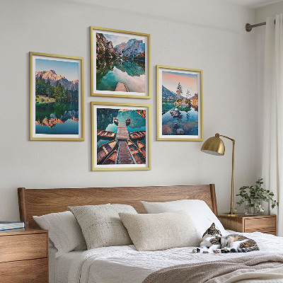 Set 4 slik v okvirju Odsevni gozd gorskih jezer