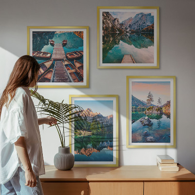 Set 4 slik v okvirju Odsevni gozd gorskih jezer
