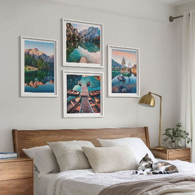 Set 4 slik v okvirju Odsevni gozd gorskih jezer