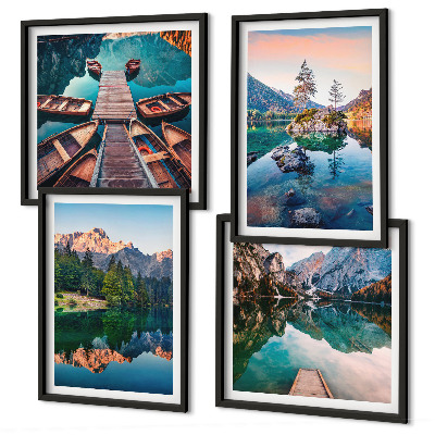 Set 4 slik v okvirju Odsevni gozd gorskih jezer