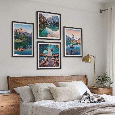 Set 4 slik v okvirju Odsevni gozd gorskih jezer