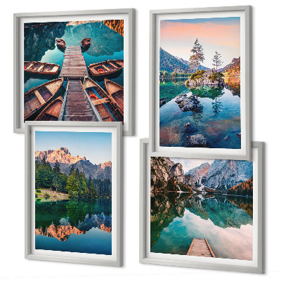 Set 4 slik v okvirju Odsevni gozd gorskih jezer