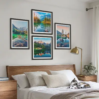 Komplet slik nad zofo motiv gorskih jezer z naravo