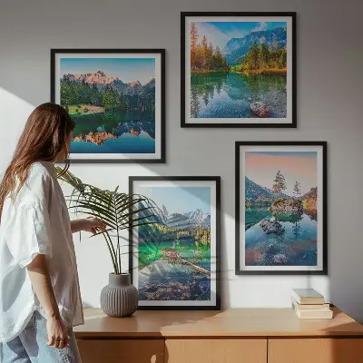 Komplet slik nad zofo motiv gorskih jezer z naravo
