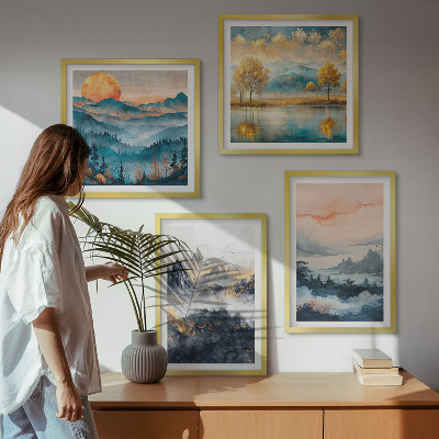 Pripravljena stenska galerija Naslikane abstrakcije narave