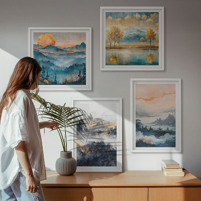 Pripravljena stenska galerija Naslikane abstrakcije narave
