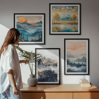 Pripravljena stenska galerija Naslikane abstrakcije narave