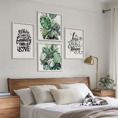 Set 4 slik v okvirju Družina ljubezen do doma akvarel