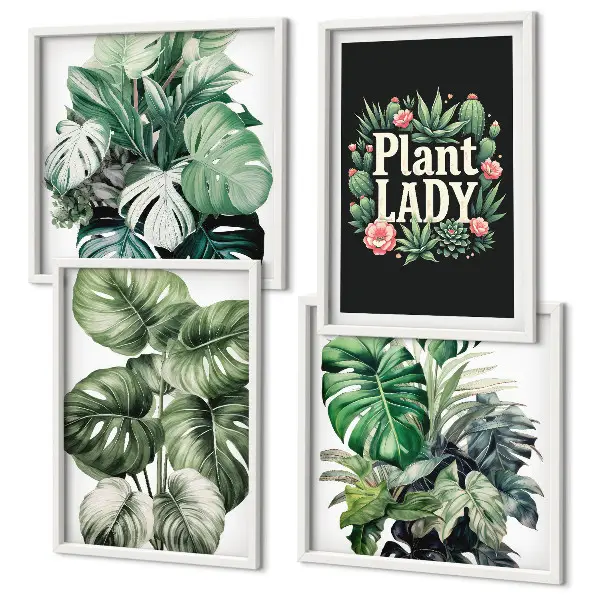 Komplet štirih slik v okvirju Tropske rastline Plant Lady komplet štirih slik v okvirju