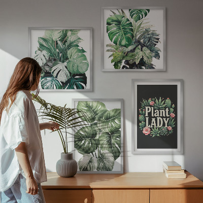 Set 4 slik v okvirju Tropske rastline Plant Lady