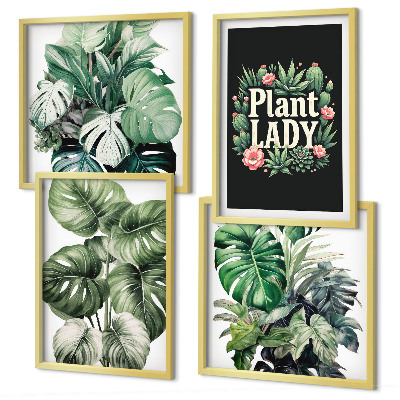 Set 4 slik v okvirju Tropske rastline Plant Lady