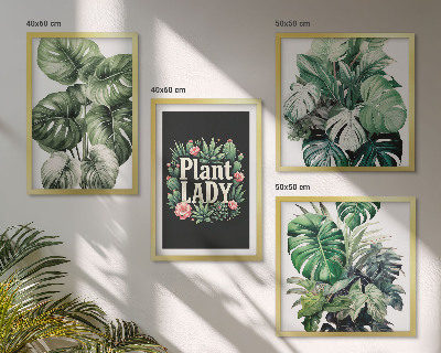 Set 4 slik v okvirju Tropske rastline Plant Lady